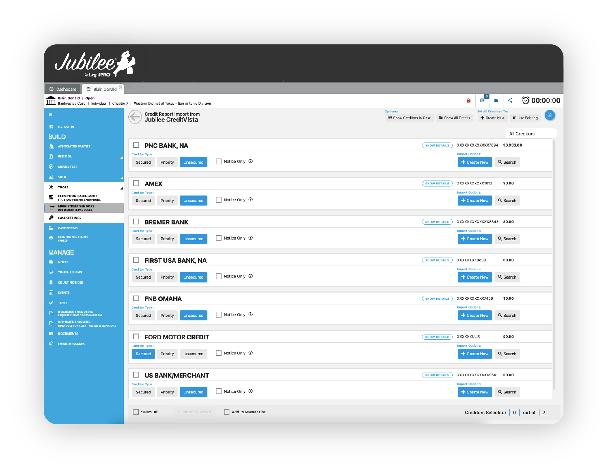 Import Bankruptcy Credit Reports - Jubilee CreditVista™